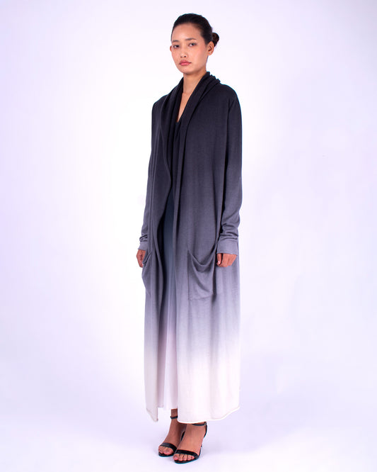#771 Hooded long cardigan in cashmere