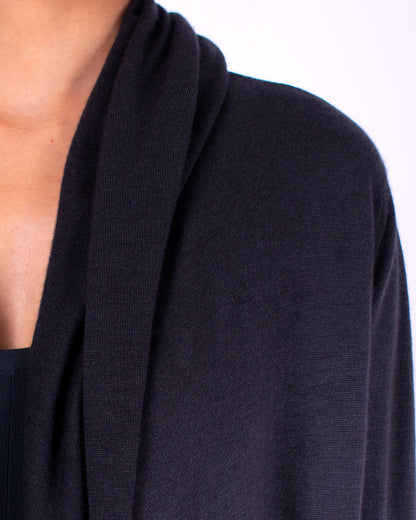 #771 Hooded long cardigan in cashmere