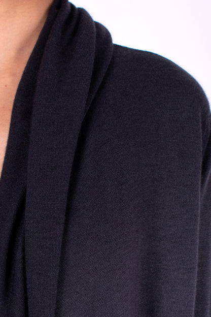 #771 Hooded Long Cardigan In Cashmere- Charcoal Ombre — Lars Andersson, view 4