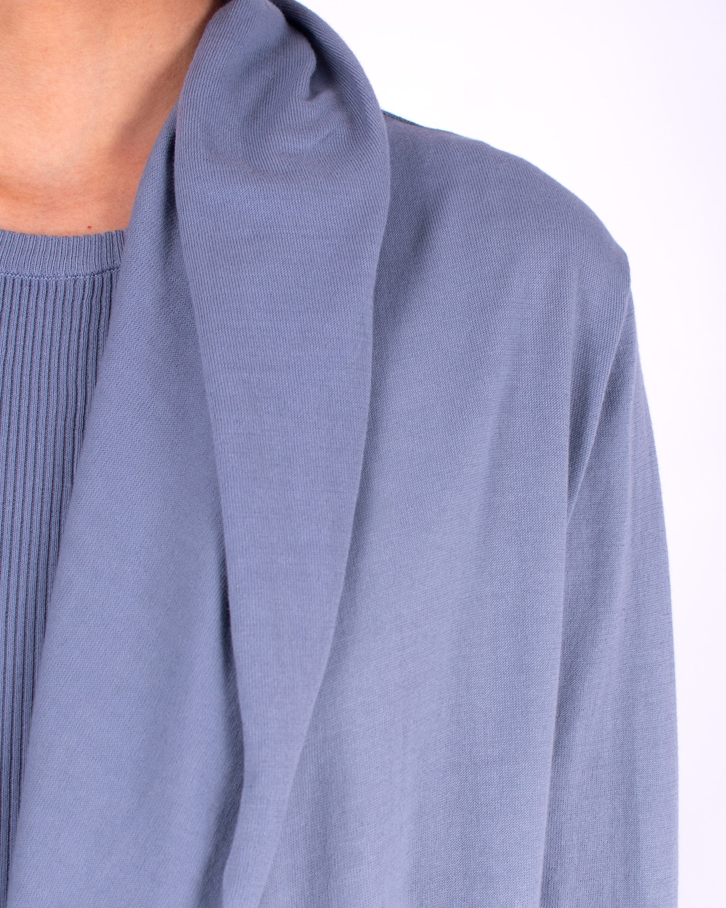 #858 Hooded long cardigan in organic cotton