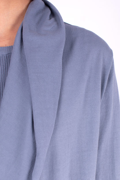 #858 Hooded Long Cardigan In Organic Cotton- Storm Ombre — Lars Andersson, view 4