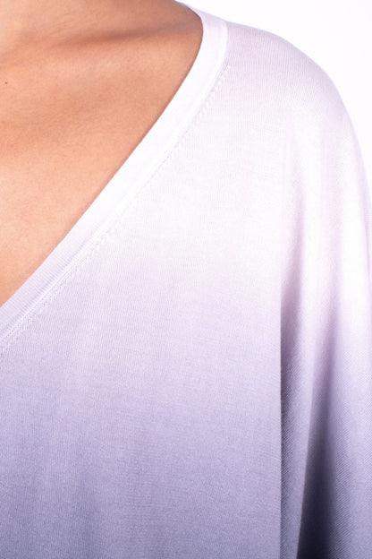 #903 V-neck Wing Sleeve Top In Organic Cotton- Charcoal Ombre — Lars Andersson, view 4