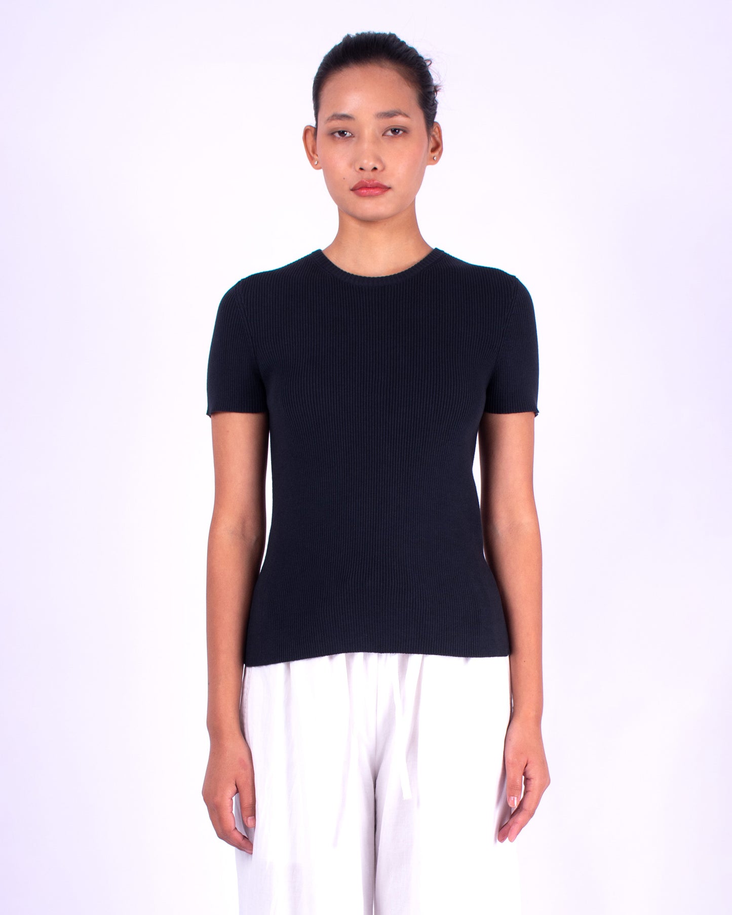 #927 Short sleeve crewneck top 2x1 rib in organic cotton