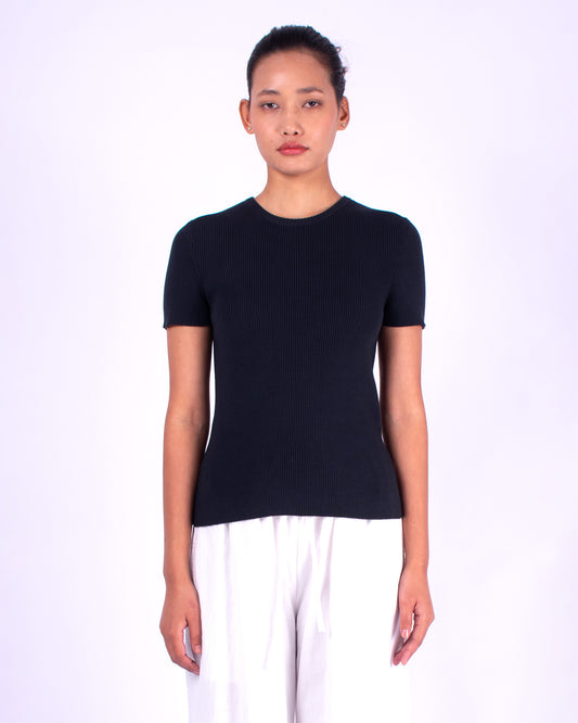 #927 Short sleeve crewneck top 2x1 rib in organic cotton
