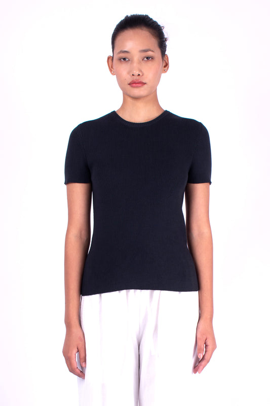 #927 Short sleeve crewneck top 2x1 rib in organic cotton