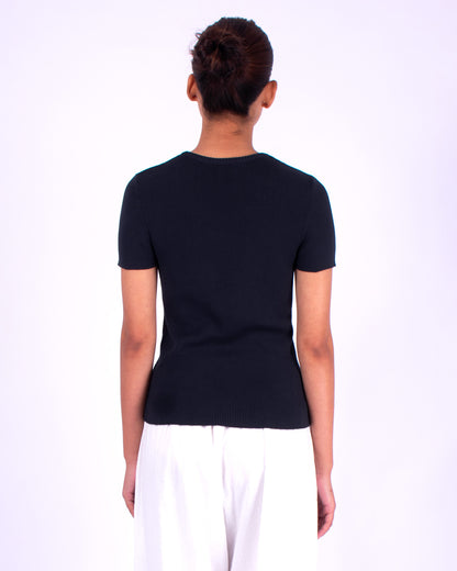 #927 Short sleeve crewneck top 2x1 rib in organic cotton