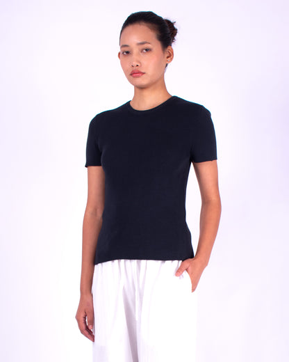 #927 Short sleeve crewneck top 2x1 rib in organic cotton