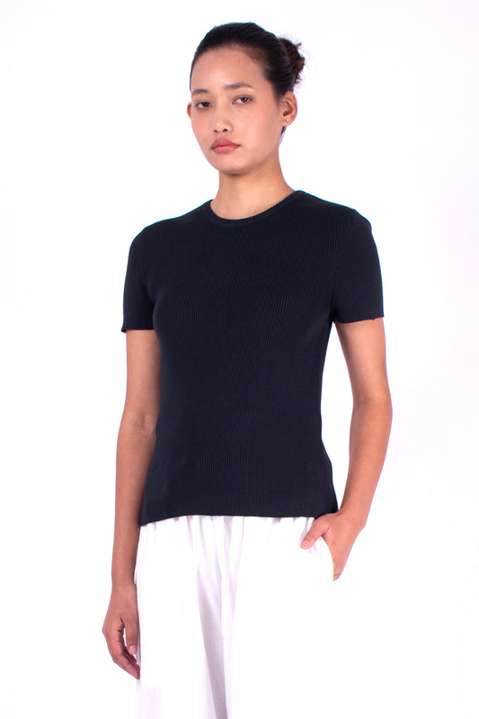 #927 Short sleeve crewneck top 2x1 rib in organic cotton