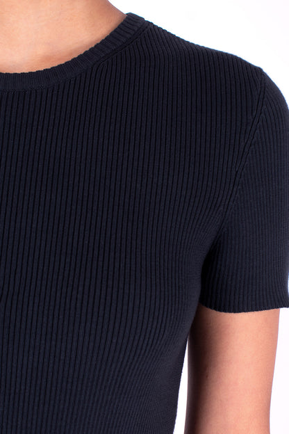 #927 Short Sleeve Crewneck Top 2x1 Rib In Organic Cotton- Charcoal — Lars Andersson, view 4