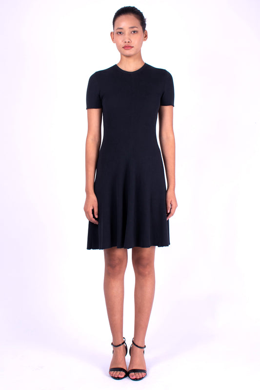 #949 Short sleeve crewneck dress 2x1 rib in organic cotton