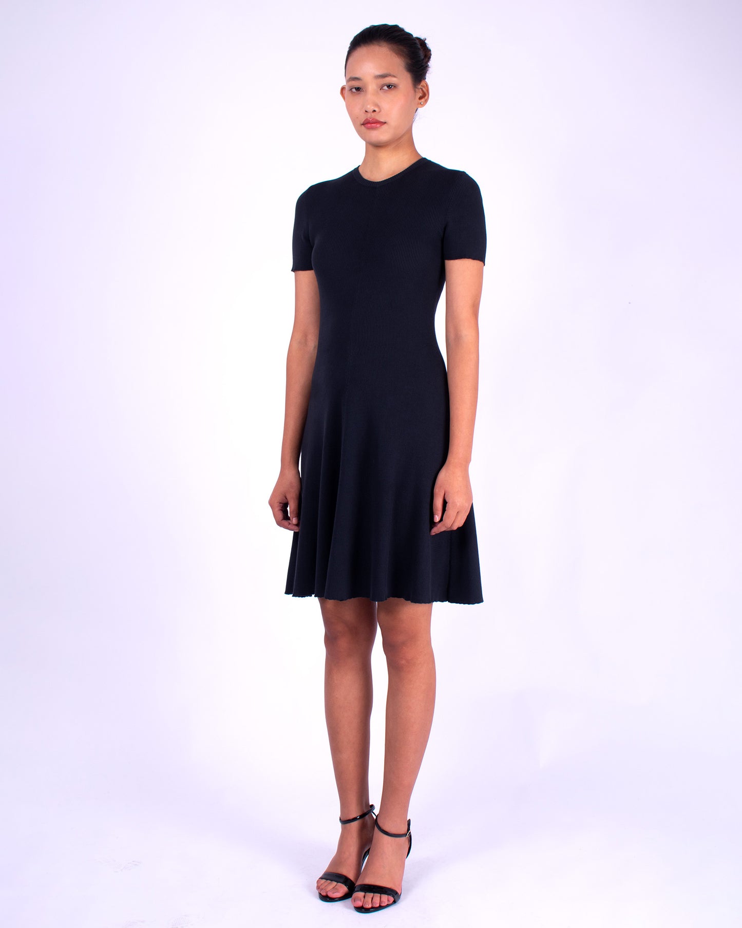 #949 Short sleeve crewneck dress 2x1 rib in organic cotton