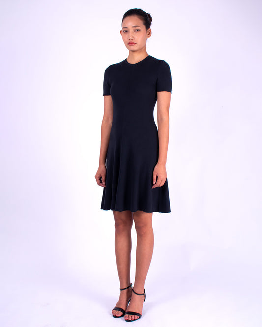 #949 Short sleeve crewneck dress 2x1 rib in organic cotton