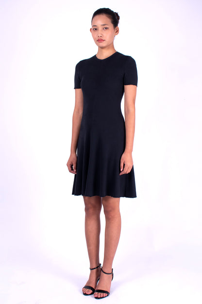 #949 Short Sleeve Crewneck Dress 2x1 Rib In Organic Cotton- Charcoal — Lars Andersson, view 2