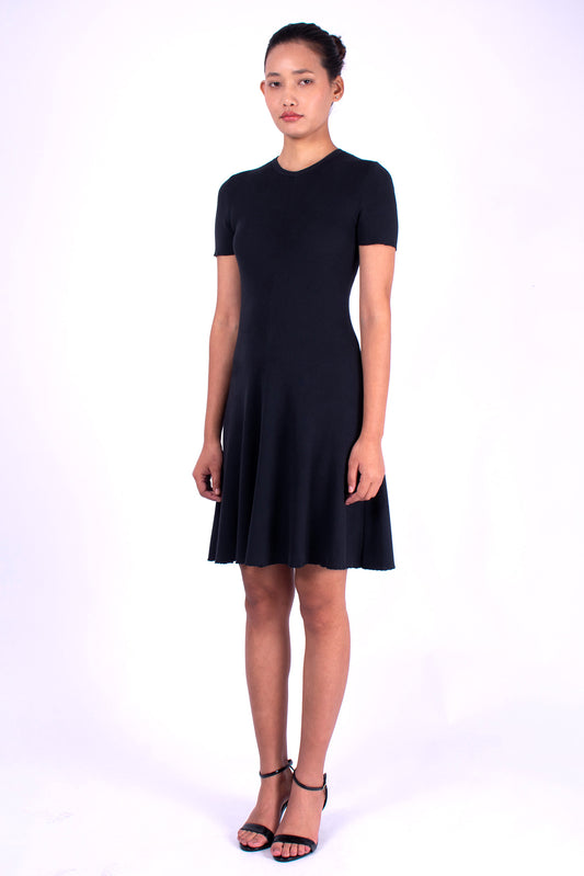 #949 Short sleeve crewneck dress 2x1 rib in organic cotton