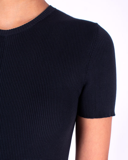 #949 Short sleeve crewneck dress 2x1 rib in organic cotton