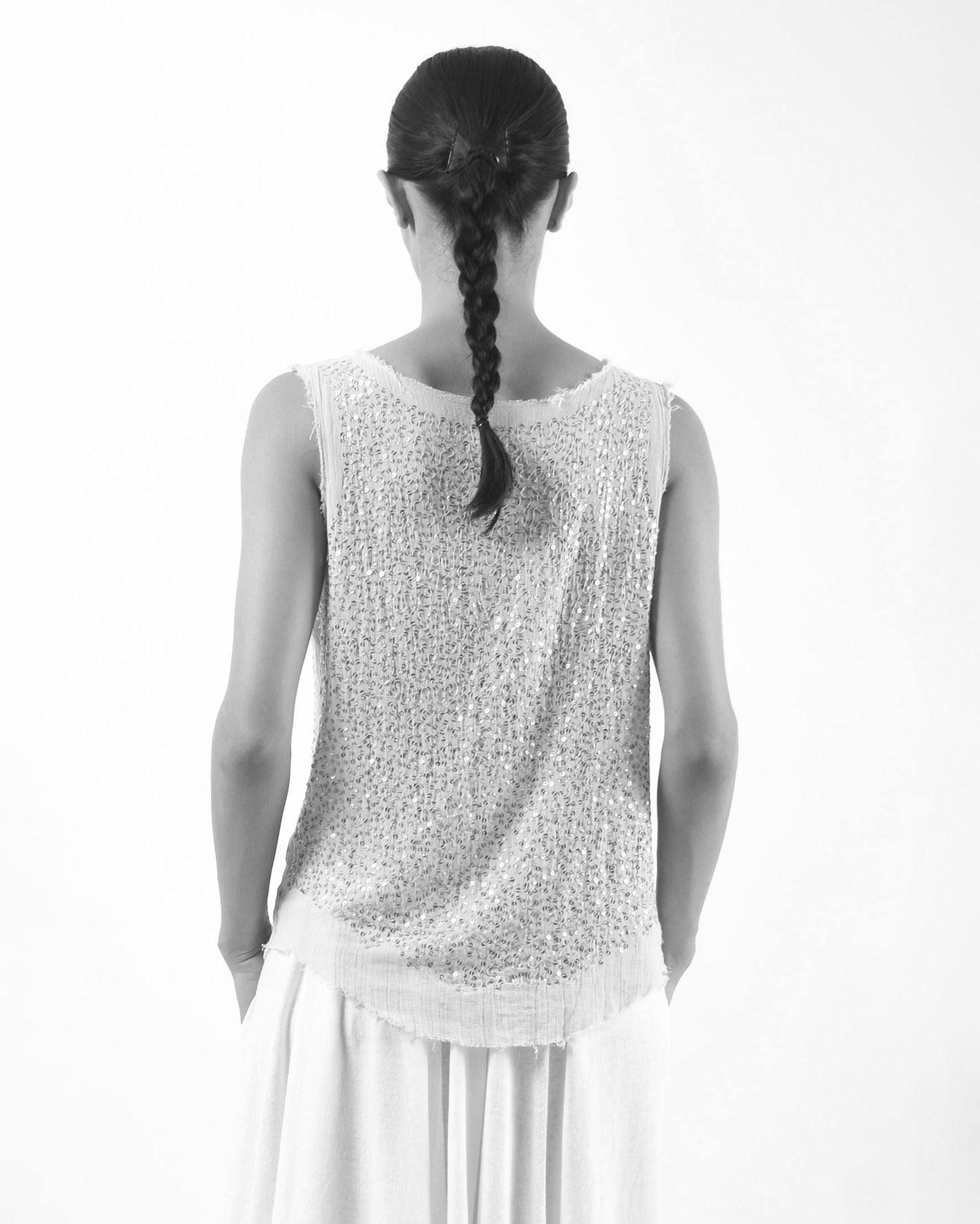 #970 Metal sequin tank top black/black