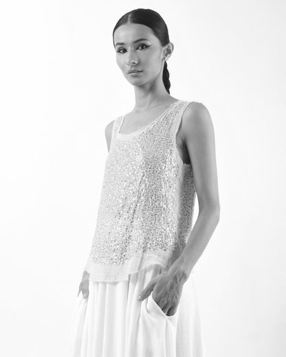 #970 Metal sequin tank top black/black