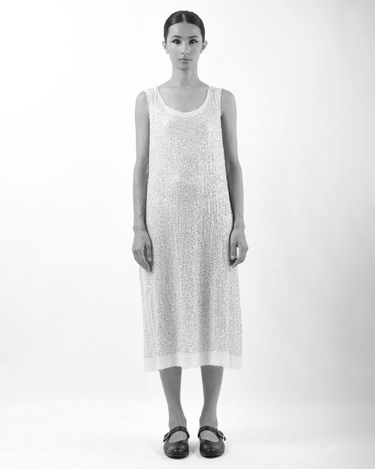 #971 Metal sequin tank dress black/silver