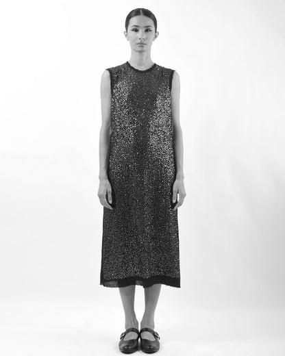 #979 Metal sequin muscle tank dress black/black