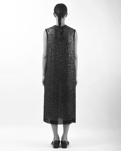 #979 Metal sequin muscle tank dress black/black