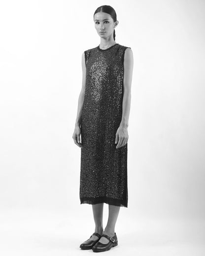 #979 Metal sequin muscle tank dress black/black
