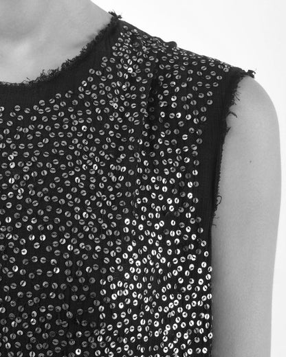 #979 Metal sequin muscle tank dress black/black