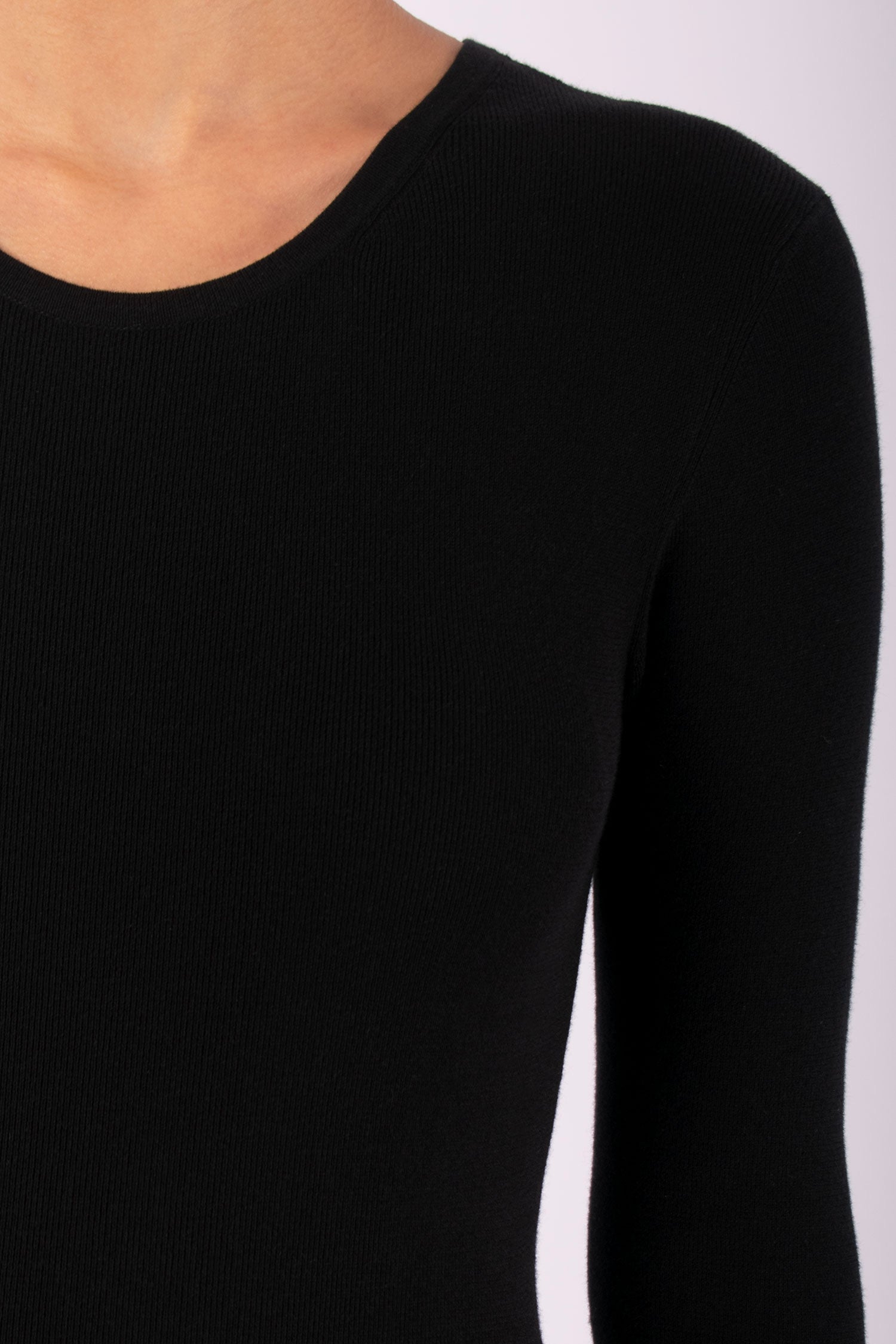 #1476 Long Sleeve Crewneck Dress in Organic Cotton- Black — Lars Andersson, view 4