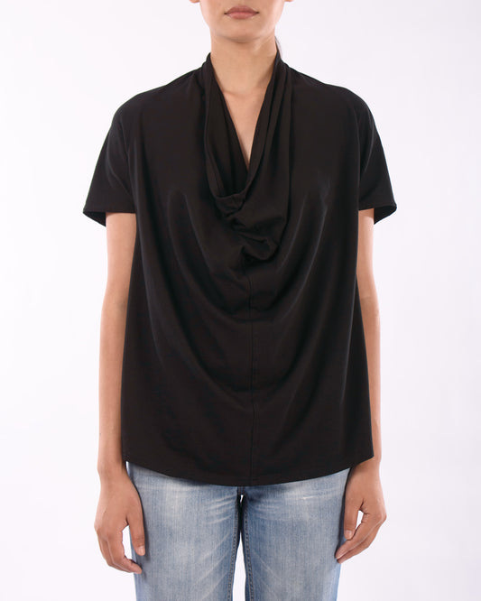 #CS003 Draped neck top in organic cotton jersey