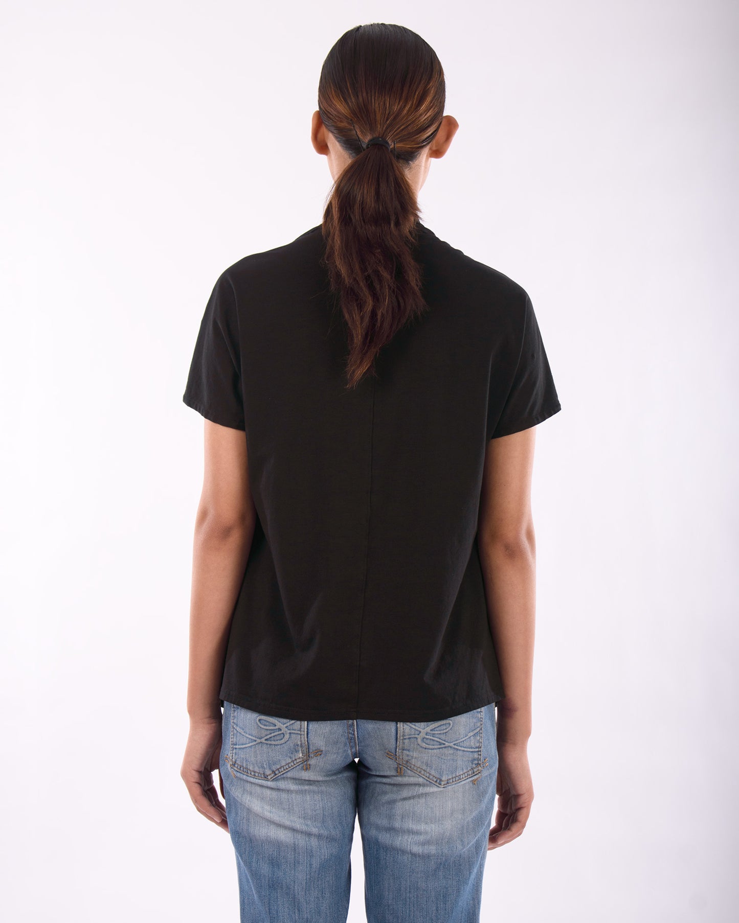 #CS003 Draped neck top in organic cotton jersey
