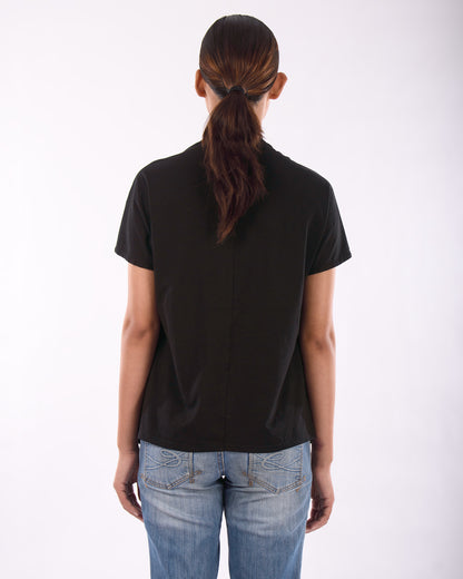 #CS003 Draped neck top in organic cotton jersey