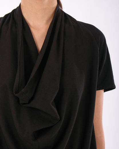 #CS003 Draped neck top in organic cotton jersey