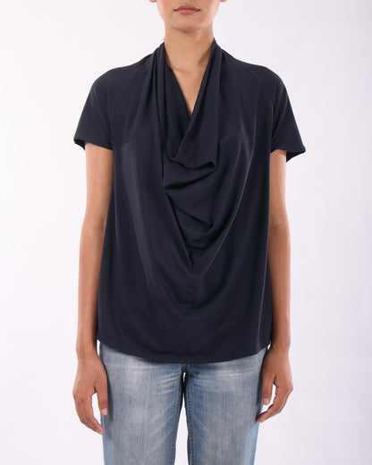 #CS003 Draped neck top in organic cotton jersey