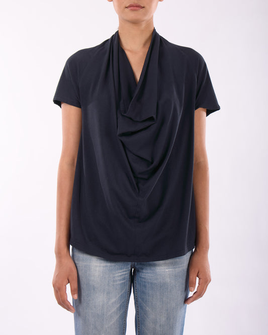 #CS003 Draped neck top in organic cotton jersey