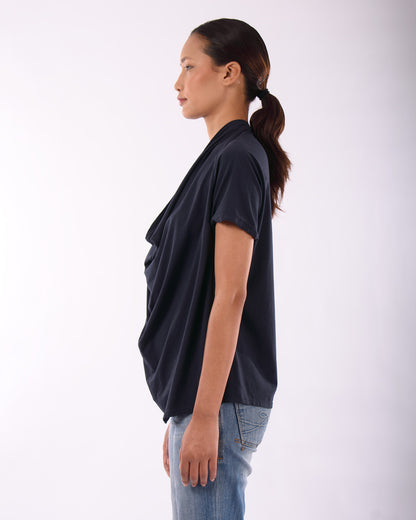 #CS003 Draped neck top in organic cotton jersey