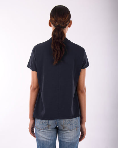 #CS003 Draped neck top in organic cotton jersey