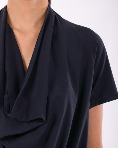 #CS003 Draped neck top in organic cotton jersey