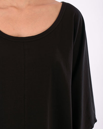 #CS004 Scoop-neck wing sleeve top in organic cotton jersey