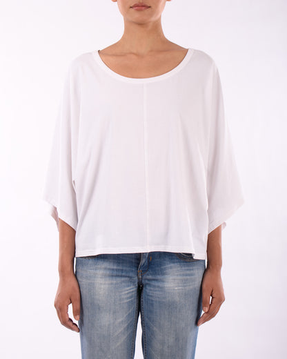 #CS004 Scoop-neck wing sleeve top in organic cotton jersey