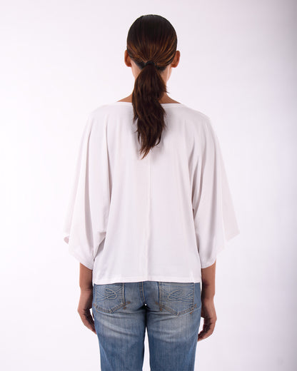 #CS004 Scoop-neck wing sleeve top in organic cotton jersey