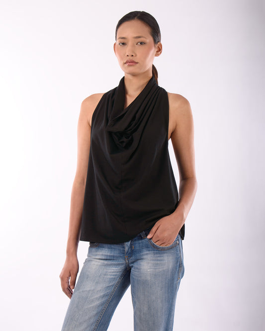 #CS005 Racerback draped neck top in organic cotton jersey