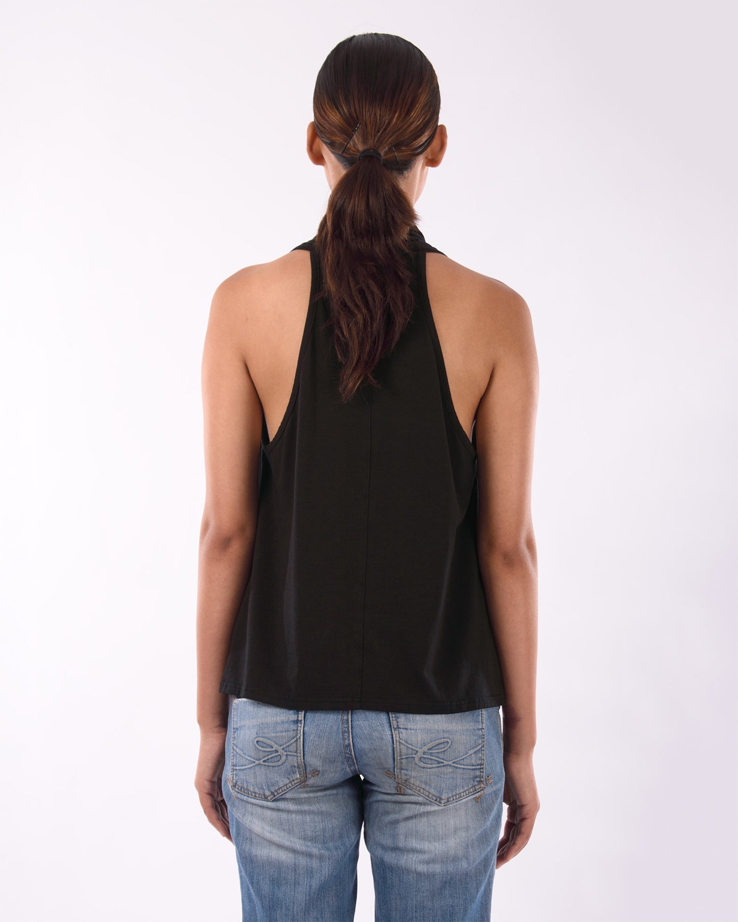 #CS005 Racerback draped neck top in organic cotton jersey