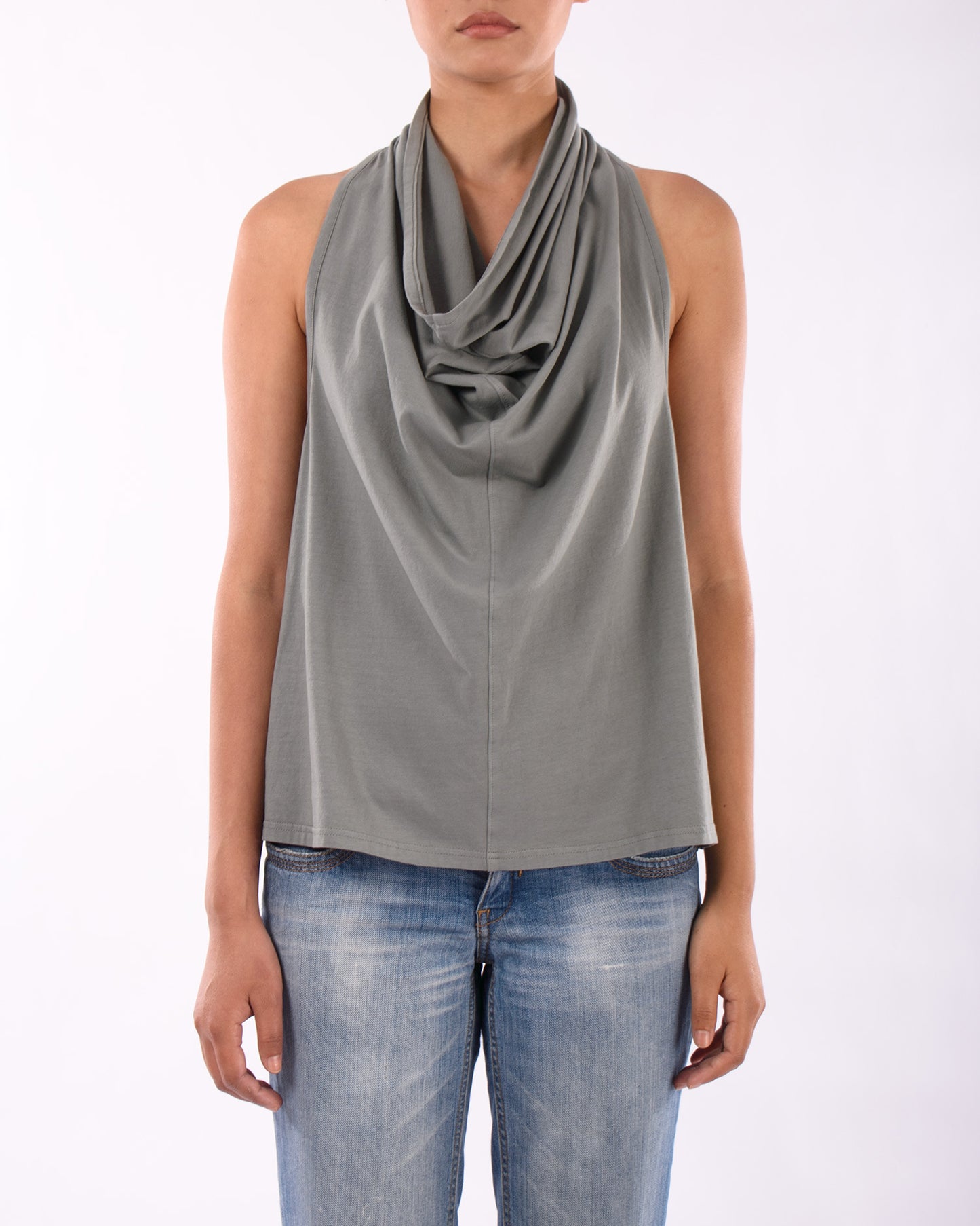 #CS005 Racerback draped neck top in organic cotton jersey