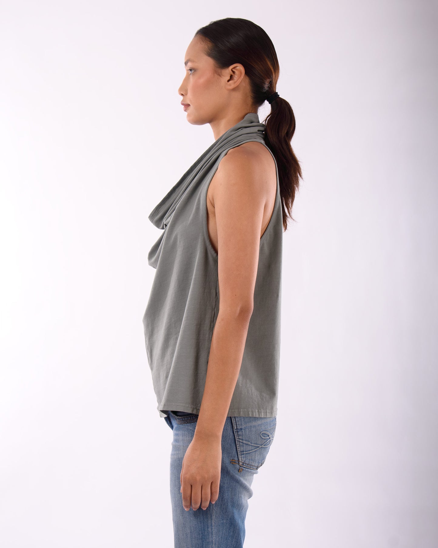 #CS005 Racerback draped neck top in organic cotton jersey