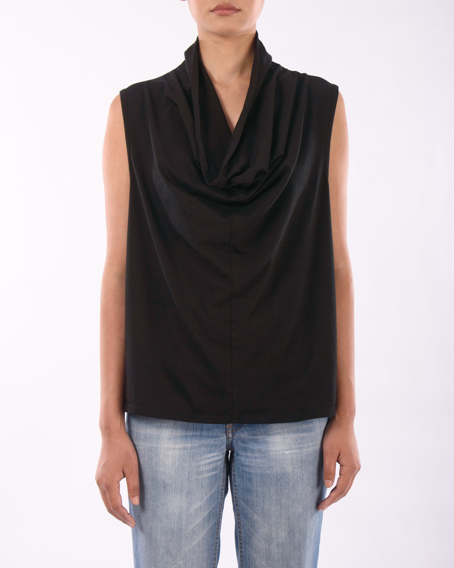 #CS006 Draped neck muscle tank in organic cotton jersey