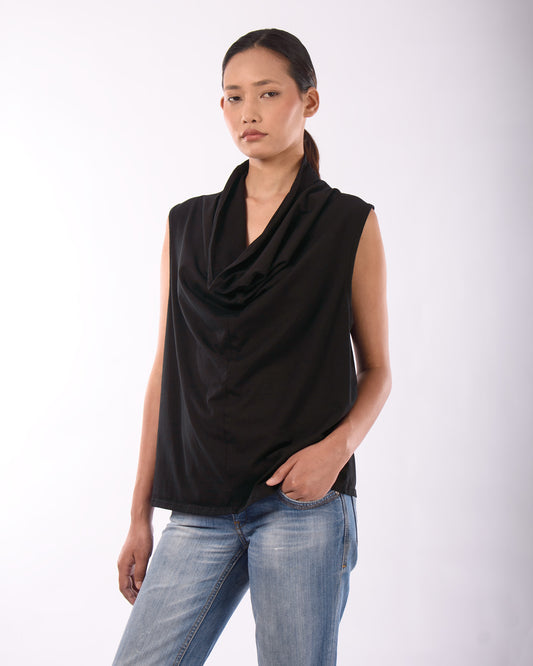 #CS006 Draped neck muscle tank in organic cotton jersey