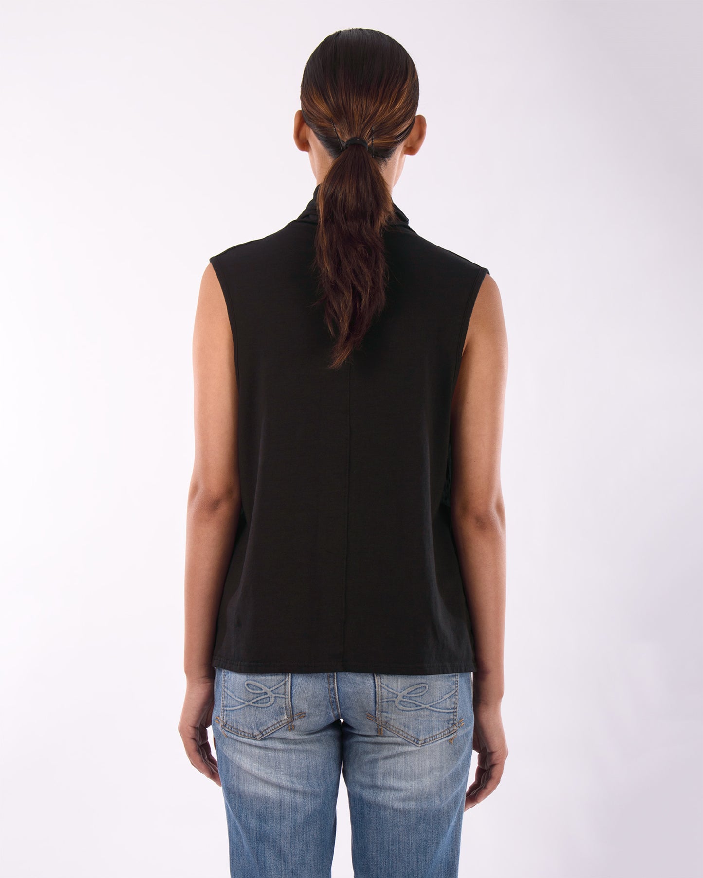 #CS006 Draped neck muscle tank in organic cotton jersey