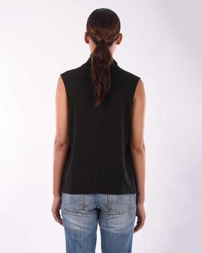 #CS006 Draped neck muscle tank in organic cotton jersey