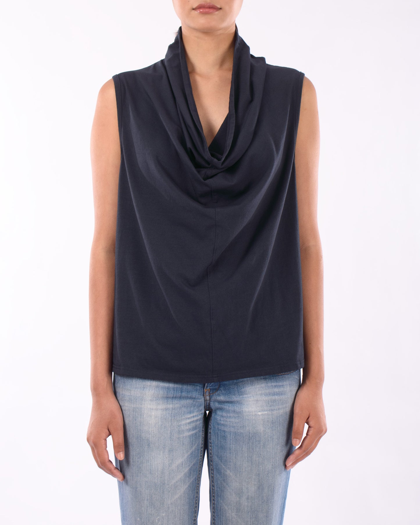 #CS006 Draped neck muscle tank in organic cotton jersey