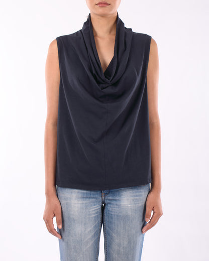 #CS006 Draped neck muscle tank in organic cotton jersey