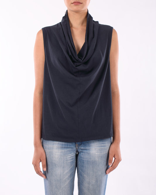 #CS006 Draped neck muscle tank in organic cotton jersey